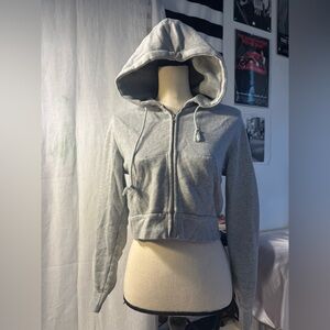 Brandy Melville Light Gray Cropped Hoodie